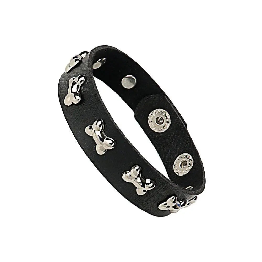 New Punk Dark PU Bracelet For Women Men Hip Hop Rock Chain Multi Layered Bracelet Trend Retro Gothic Jewelry Dancer Accessories