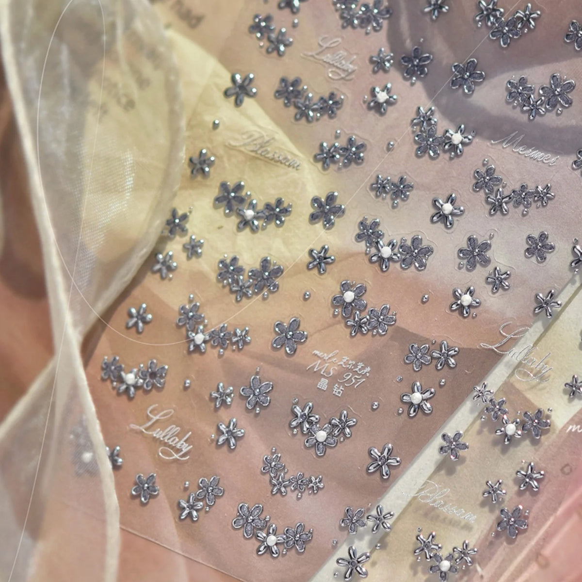 5D Starfish Fish Tail Small Fish Blue Bow Shell Silver Glitter Star Nail Art Stickers Ocean Fantasy Summer Nail Decals Manicure