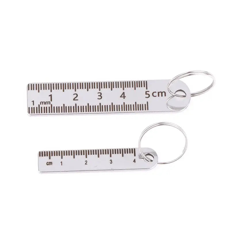 ♥Mini Stainless Steel Ruler Keychain | 1-5cm Portable Measuring Tool Key Rings (Anti-loss Measuring Ruler)