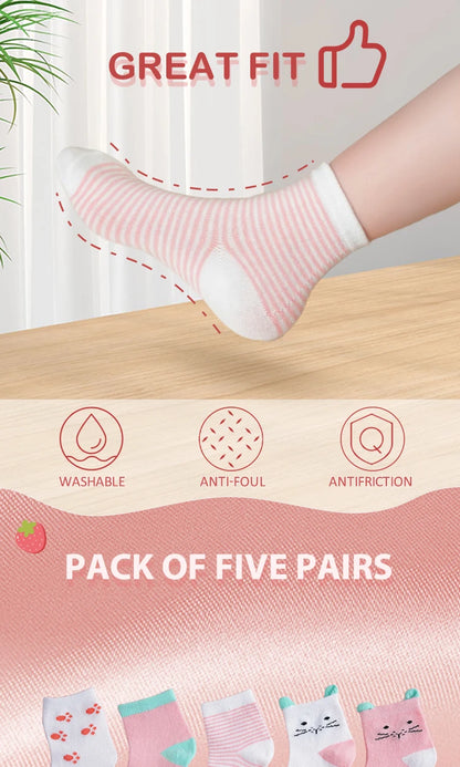 5Pairs/Lot Cotton Kids Anti-Slip Winter Socks Casual Baby Boys Girls Sock Floor Children's Socken With  Grips Kids For 0-8 Years