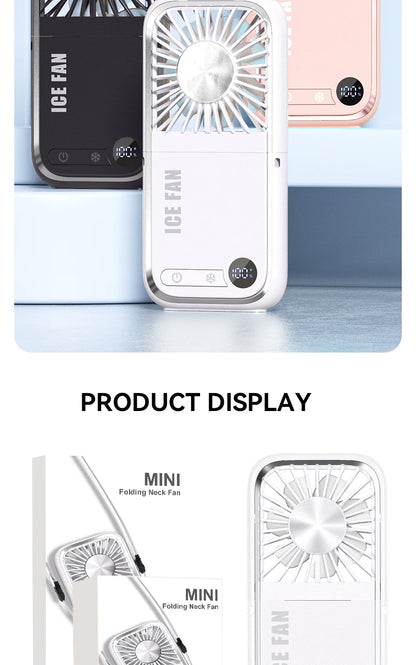 Multifunction Foldable Hand Fan USB Charging Mini Portable Hanging Neck Air Cooling Fan Semiconductor Refrigeration Small Fan