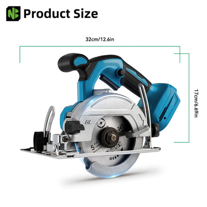 NEWBENY 5 Inch 125MM Brushless Circular Saw Cordless Electric Saw Multifunction Wood Cutting Power Tool for Makita Battery Pin