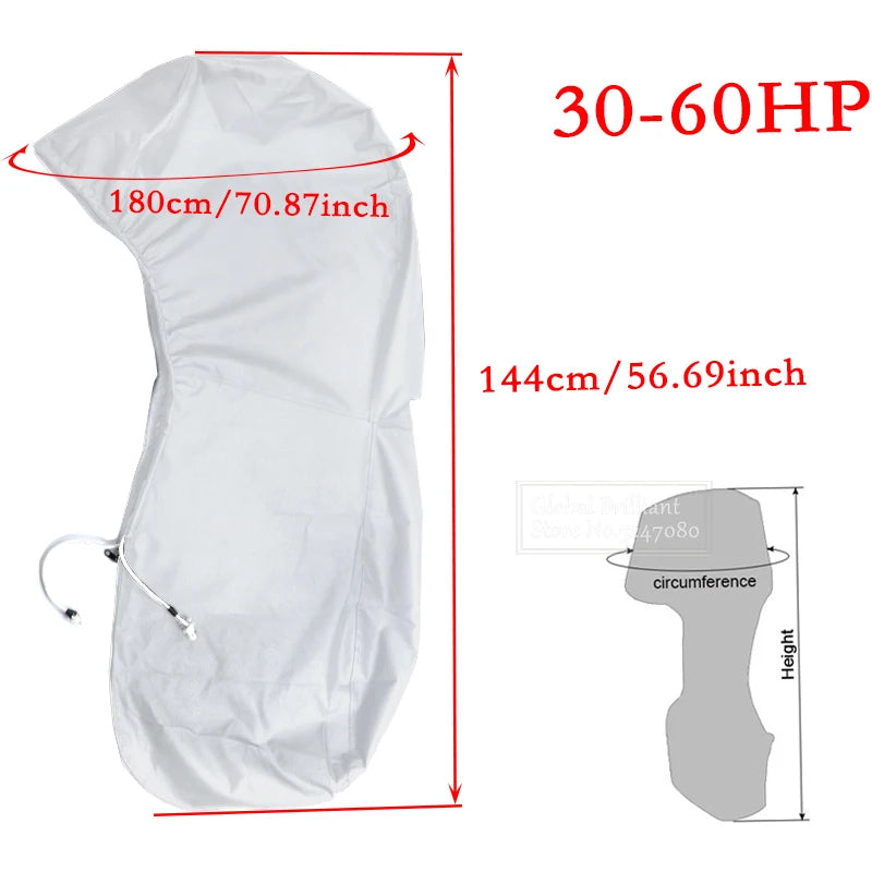 600D Boat Full Outboard Engine Cover Heavy Duty Silver Engine Motor Covers Protector For 6-225HP Waterproof