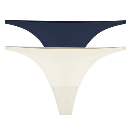 1-6pcs Seamless Panties Ice Silk Seamless Panties For Women Soft Thin Thongs Woman Satin Underwear Female Bikini String Panties