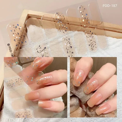 1PC Gel Nail Sticker Patch Slider Flower Gradient Color Back Glue Full Cover Waterproof Gel Nail Sticker UV Lamp Curing Manicur