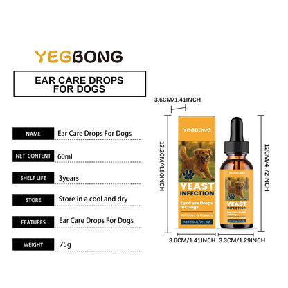 Yegbong Ear Care Drops for Dogs Pet Ear Cleaner Odor Control Dog Ear Care Soothing Ear Drops Deodorization Itchy Cleaning Liquid