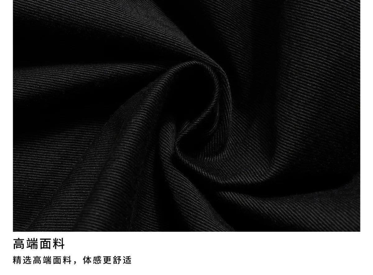 2025 Dark RO Style Drawstring Multi-pocket Tooling Shorts Men's Niche Casual Loose Straight Five-point Pants