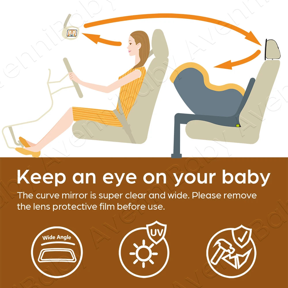 1pc Shatterproof Baby Car Mirror Car Safety Seat Rearview Mirror, Easy Install, Universal Fit
