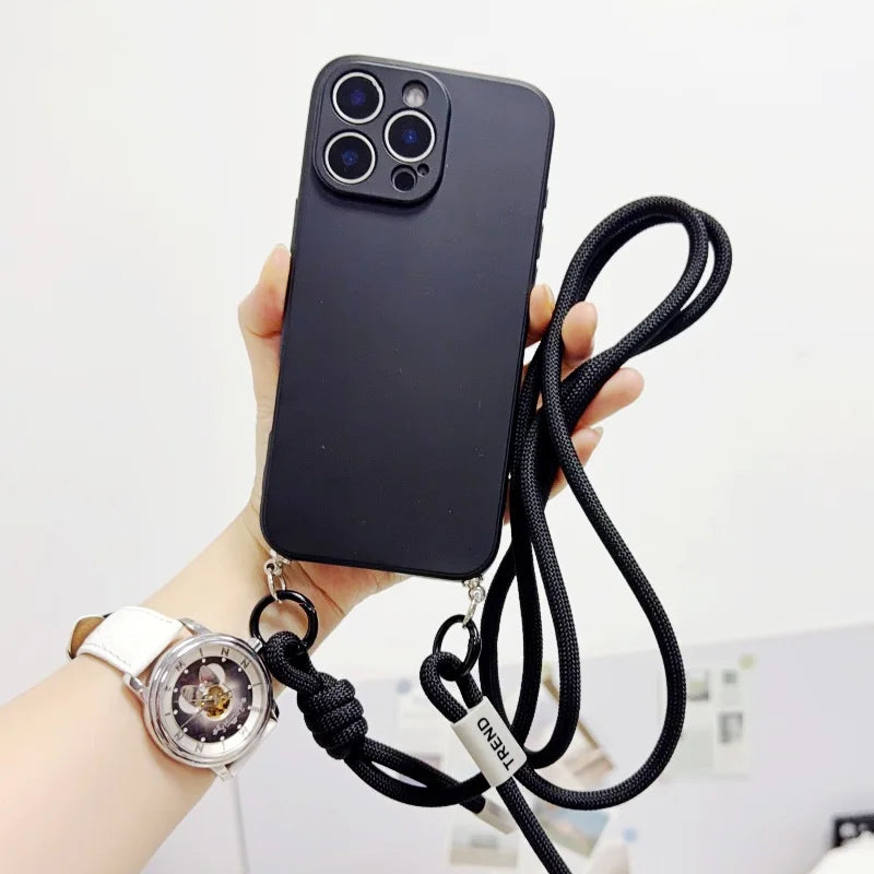 Adjustable Fashion Anti Loss Phone Lanyard 120CM Crossbody Neck Cord Wrist Strap for iPhone 17 Pro Max Case Chain Two Ring Rope