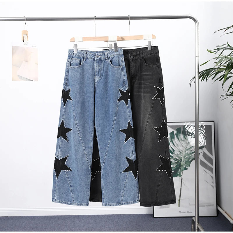 Female Vintage Leather Pocket Jeans Women Blue Zipper Straight Loose Trousers Lady New Fashion Daily Casual Spring Pants 2026