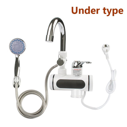 DMWD Electric Instant Hot Water Faucet Stainless Steel Water heater with LED Temperature Display Tankless Tap For Kitchen shower