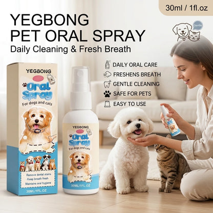 Pet Oral Spray Removing Dental Plaque Eliminating Odors Freshen Breath Soothing Gums Mild Formula No-Brush Pet Dental Care Agent