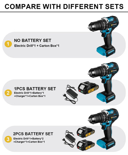 Gisam 13mm 35+3 Torque Brushless Electric Impact Drill Cordless Drill Electric Screwdriver Power Tool For Makita 18V Battery Pin