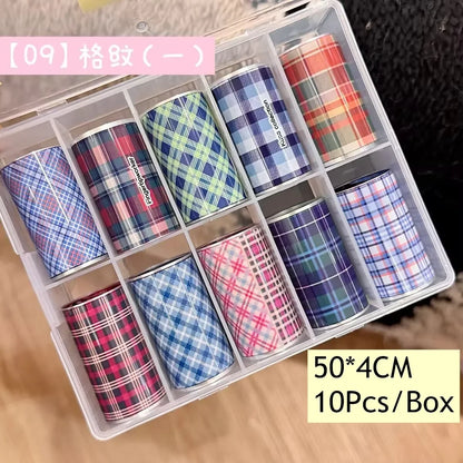 10Rolls Lacce Flower  Nail Foils Transfer Paper  Nail Art Stickers  Manicure Set Decal  Nails Decoration