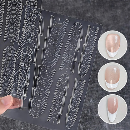 1pcs French Tip Guide Hollow Grid Nails Stencils Decals Self-Adhesive French Lines Nail Stickers Nail French Tips Guide Tools S@