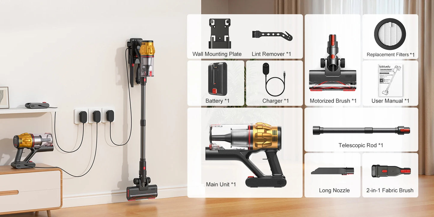Lubluelu G11 Cordless Vacuum Cleaner 50KPA 50mis Long Running Time Floor Brush Automatically Combs the Hair to Prevent Tangling
