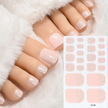 22Tips Solid Color Self-adhesive Gel Stickers for Toe Nails Waterproof Long-lasting Toenail Stickers Toe Full Cover Toenail Wrap
