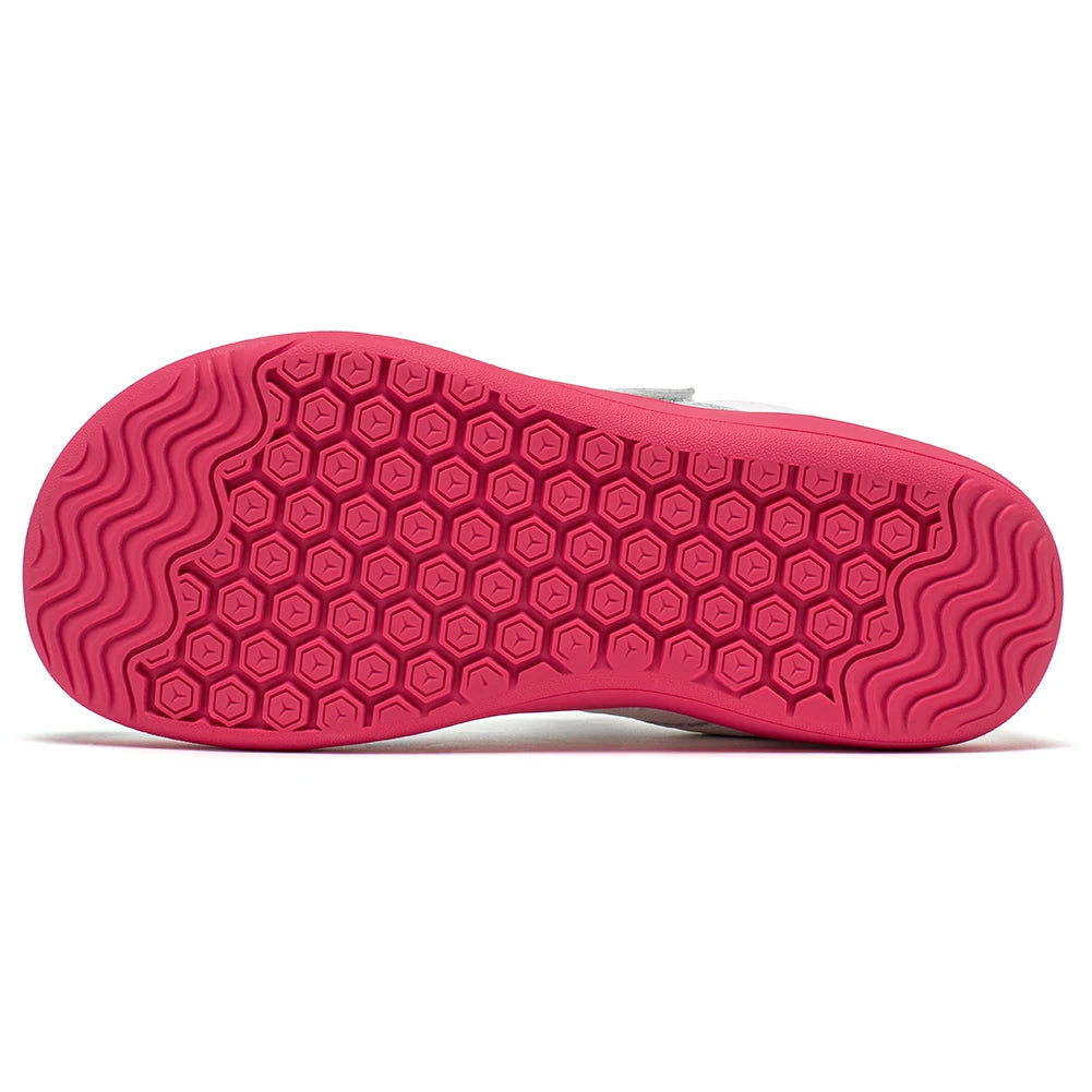 HOBIBEAR Boys Girls Barefoot Shoes Wide Toe Zero Drop Sneakers Retro Lightweight Hook Loop Minimalist Shoes for Big Kids