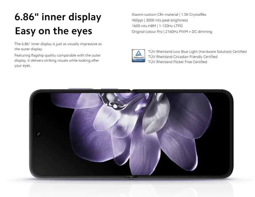 Global Version Xiaomi MIX Flip Dragon 8 Gen 3 device photo Leica 50MP Hyper charger screen "6,86Hz 67 W 12 Go