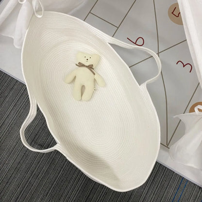 Ins Newborn Hand Basket Cotton Rope Woven Crib Baby Cradle Portable Outdoor Sleeping Infant Accessories Photography Props Gifts