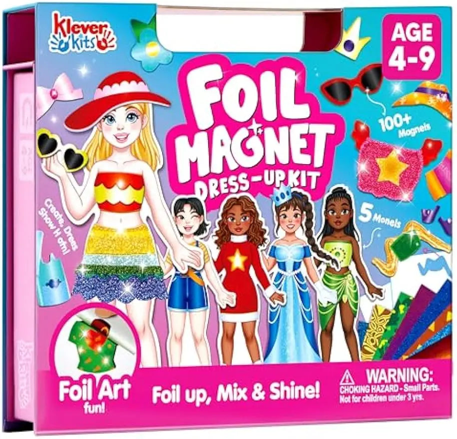 Joyfy Foil Magnet Dress-Up Kit 2-in-1 Fashion DIY Craft for Kids Paper Dolls Travel Activity Birthday Gifts with Display Box