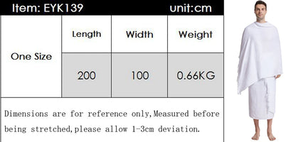 2Pcs Ihram Pilgrimage Towel For Muslim Arab Mecca Hajj Clothes Men Islamic Ramadan Prayer Worship Costumes Shawl Jubba SetThobe