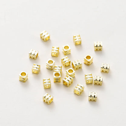 20pcs/lot 14K 18K Gold Square Loose SpacerBrass Beads Necklace Bracelet Beading Seeds For DIY Earing Charms Making Findinds