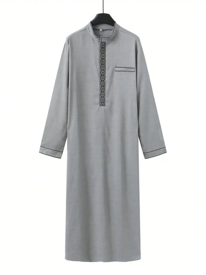 New Muslim Traditional Men's Robe Multi Colored Elegant Ethnic Embroidery Men's Robe Simple Casual Loose Robe