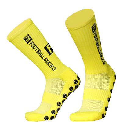 3/1Pair New Style FS Football Socks Round Silicone Suction Cup Grip Anti Slip Soccer Socks Sports Men Women Baseball Rugby Socks