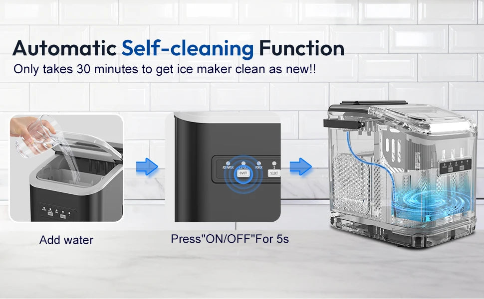 Loefme Electric Ice Maker Professional Ice Cube Maker Portable Automatic Cleaning Bullet Round Ice Block Making Machine Home Bar