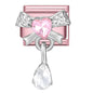 2025 New Women Romantic Pink Cherry Heart Shiny CZ Italian Charm Links Fit 9mm Bracelet Stainless Steel DIY Making Jewelry Gifts