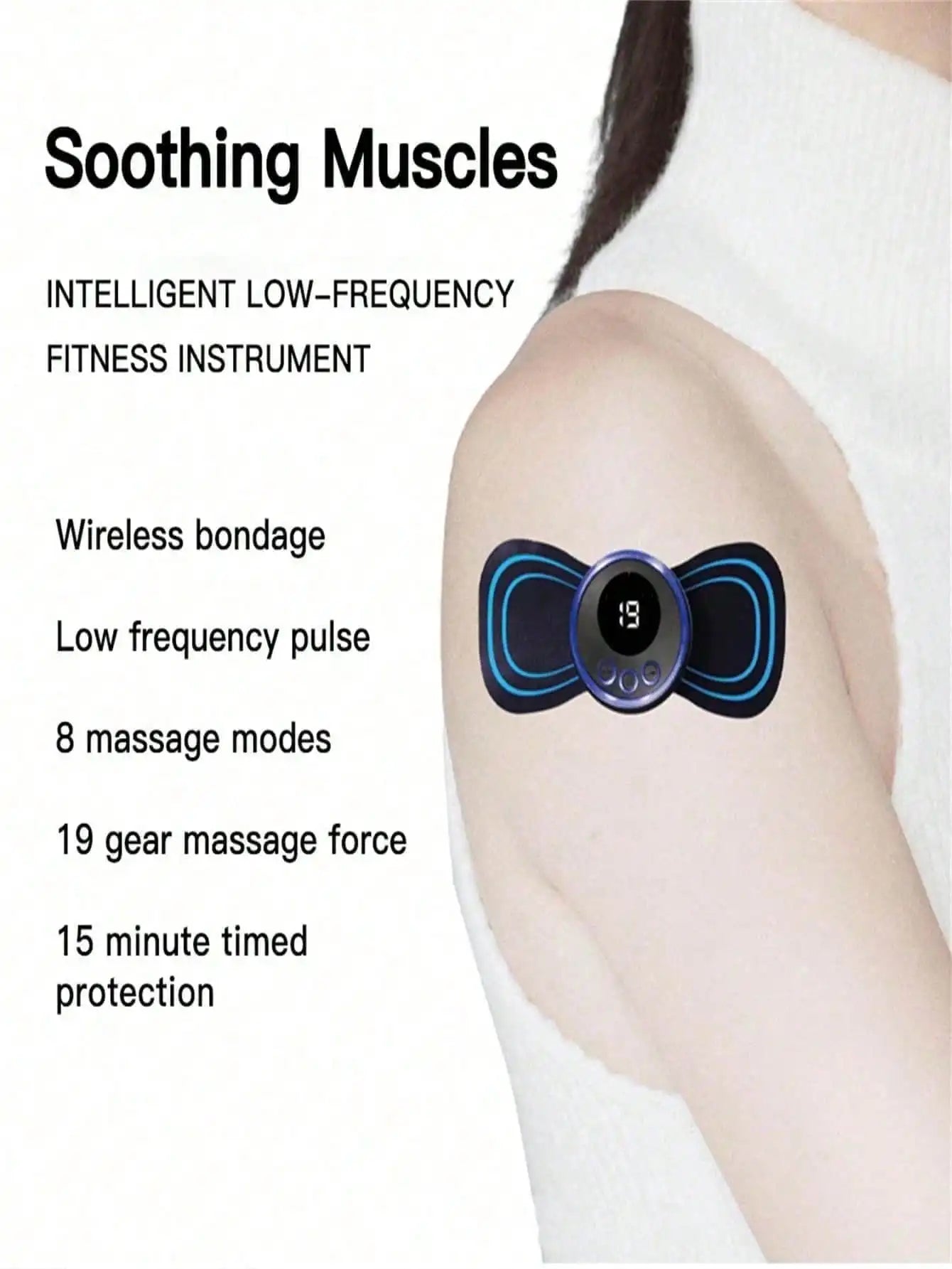 LCD Display EMS Neck Massage Electric Massager Cervical Neck Back Patch 8 Mode Pulse Muscle Stimulator