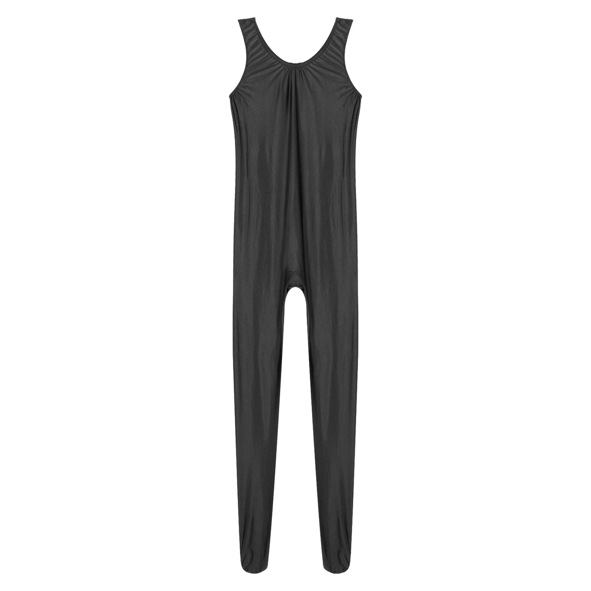 Women's Sleeveless Full Body Bodysuit Glossy Jumpsuit Gymnastics Fitness Swimming Leotard Pole Dance Costume Clubwear Lingerie