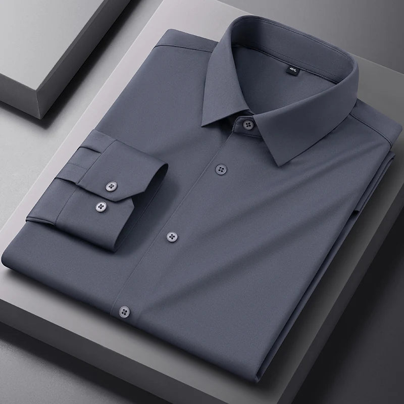 High Stretch Anti-Wrinkle Men's Shirts Long Sleeve Dress Shirts Men Fit Social Business Blouse Social Shirt Men Clothing S-4XL