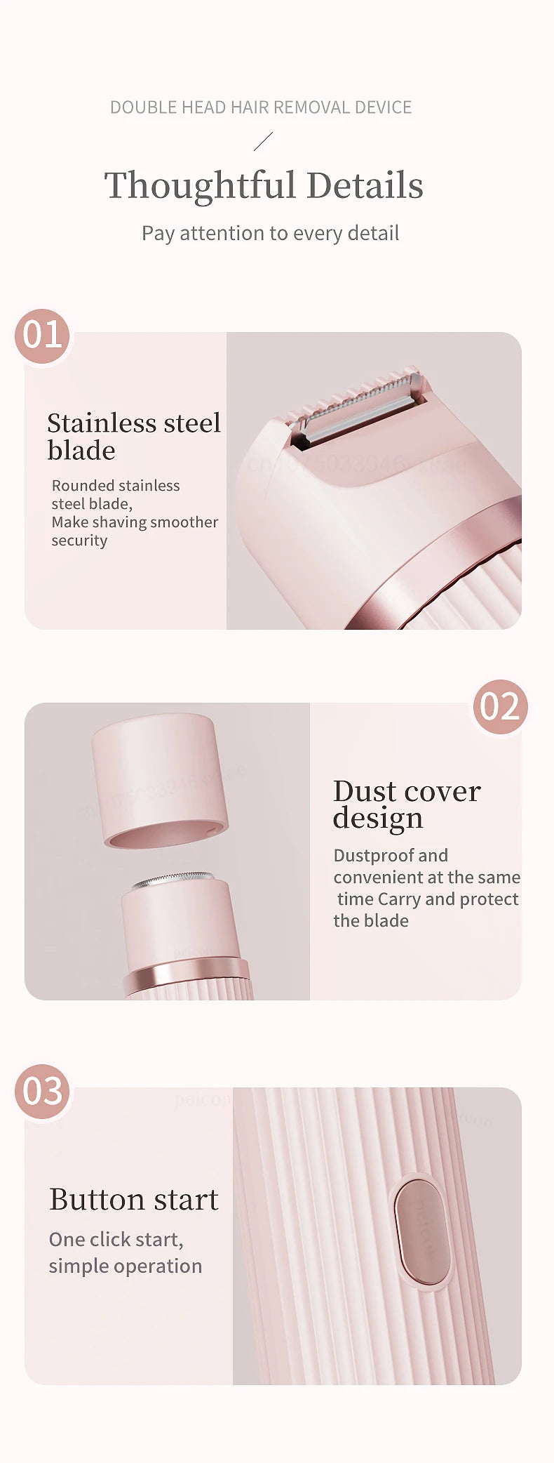 Electric Shaver for Women Bikini Trimmer Facial Mustache Hair Removal Razor Ladies Face Underarm Legs Electric Painless Epilator