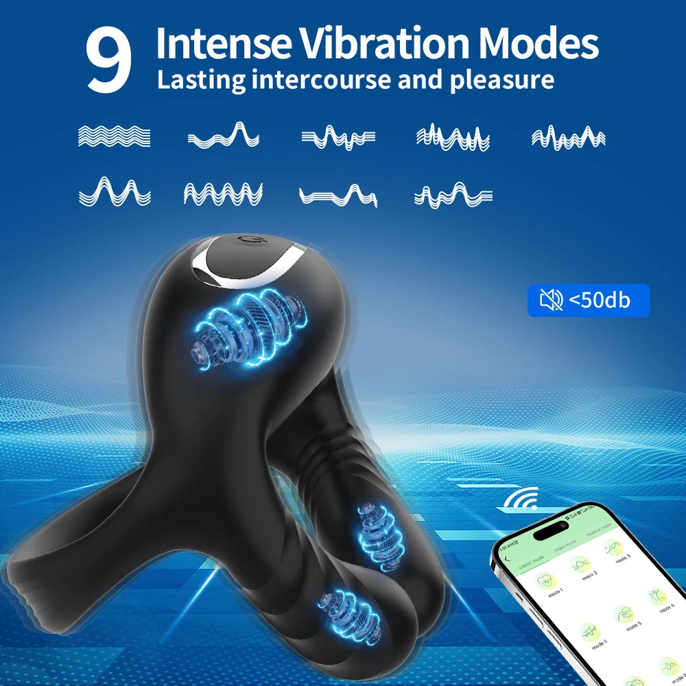 Vibrating Cock Ring for Men Silicone Penis Rings Intense Vibration Mens Vibrator Longer Harder Stronger Erection Adult Sex Toys