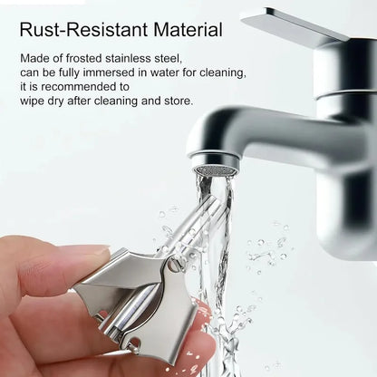 Men's Stainless Steel Nose Hair Trimmer Manual Mechanical Razor Washable Hair Removal Tool with Brush for Personal Grooming
