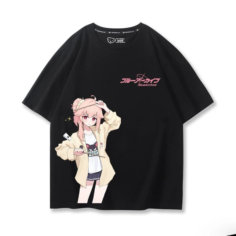 Takanashi Hoshino Game Blue Archive Cosplay T-shirts 3D Print Anime Cartoon Tees Summer Men Women Harajuku Y2k Short Sleeve Tops