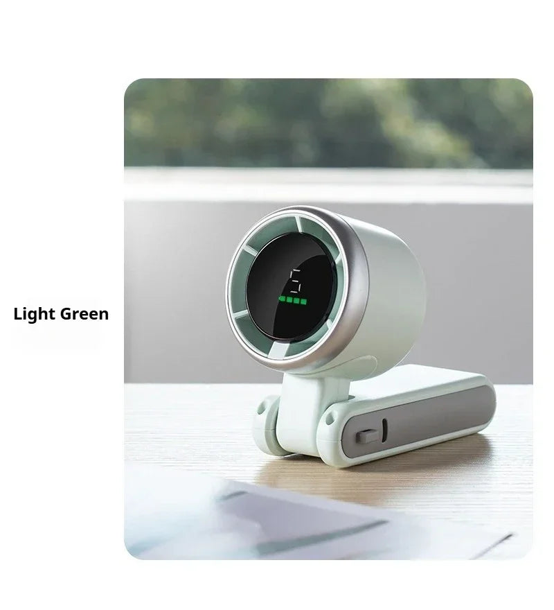 Mini Fan Portable Handheld Fan 5 Speed Wind Speed LED Display Outdoor Foldable/neck Hanging Brushless Silent Fan 2400mah