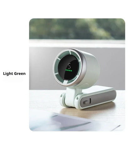 Mini Fan Portable Handheld Fan 5 Speed Wind Speed LED Display Outdoor Foldable/neck Hanging Brushless Silent Fan 2400mah