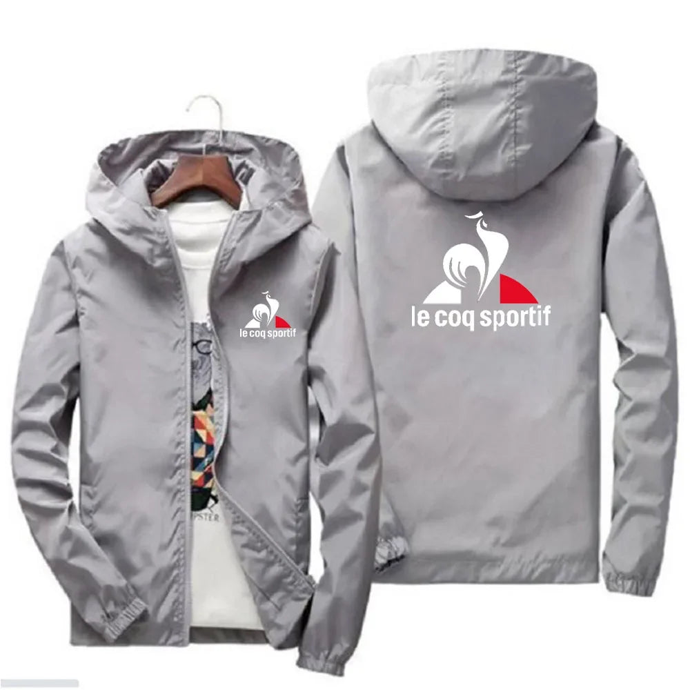 Spring and autumn new outdoor sports style fashion hooded zipper jacket men's leisure camping windproof waterproof coat 2024