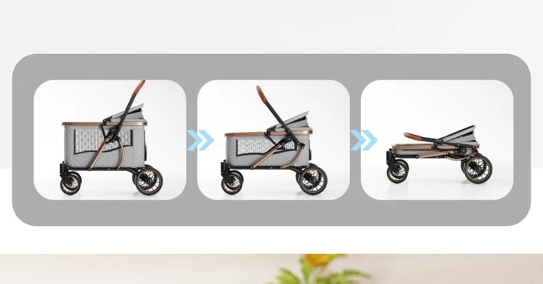 Foldable Large Giant Dog Stroller Lightweight Portable Multi Cat Pet Carrier for Senior Dogs Outdoor Travel