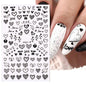 Black and White Love Flowers Line Art 3D Stickers Nail Decals Nail Art Accessories Butterfly Rose Nail Stickers Nail Sliders