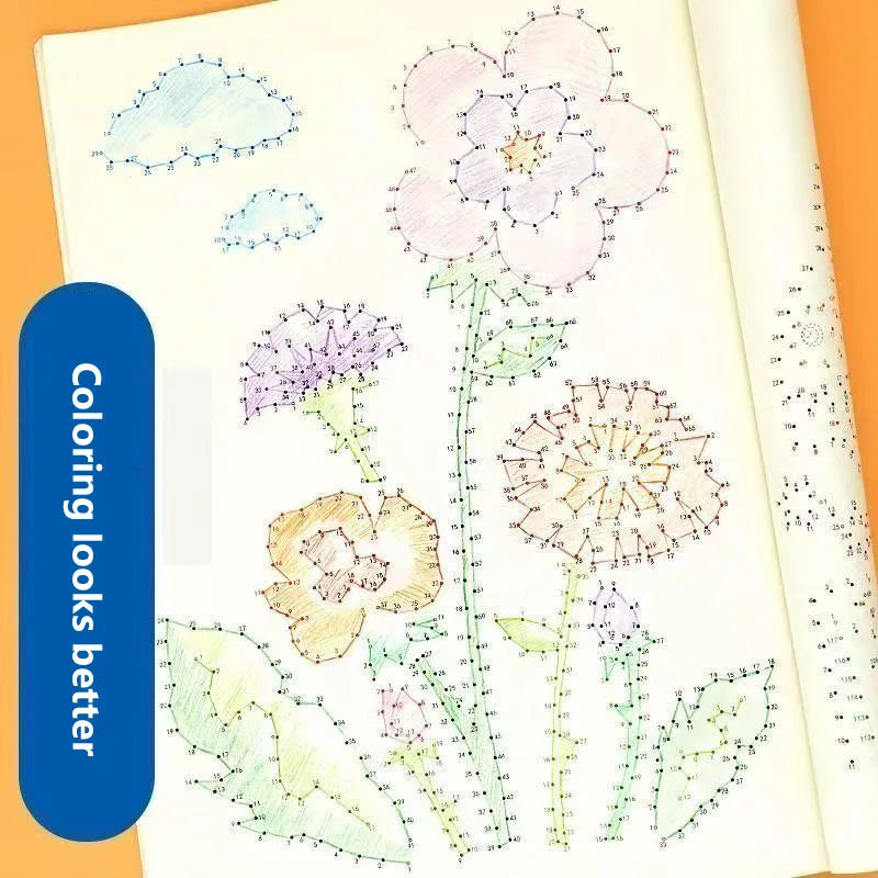 46-Page Advanced Magic Connect-the-Dots Maze Game Book, Focus Training Coloring Pages, Logical Thinking Exercises