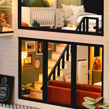 Doll House Kit 3D Wooden Mini DollHouse Assembly Building with Furniture Kit Toy For Birthday Gift 3D Puzzle Handmade Home Decor