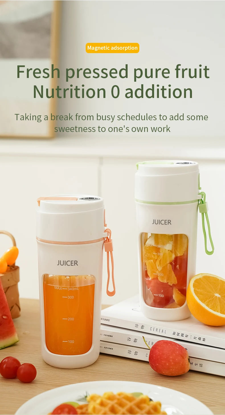 Digital Display Portable Juicer Cup USB Charging Juice Cup Home Multi-functional Automatic Fruit Blender Bottle For Home Kitchen