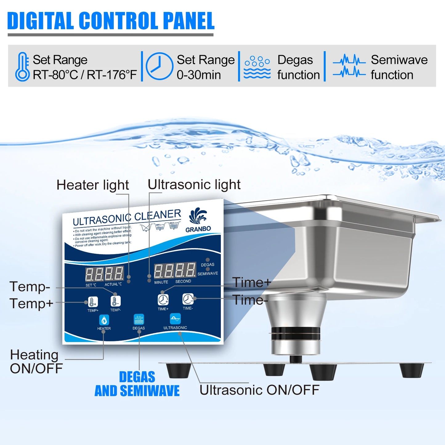 Ultrasonic Cleaner Glass Jewelry Watch Tools 1L 40KHz Ultrasonic Cleaning Machine 60W 120W Ultrasound Bath Degas Semiwave