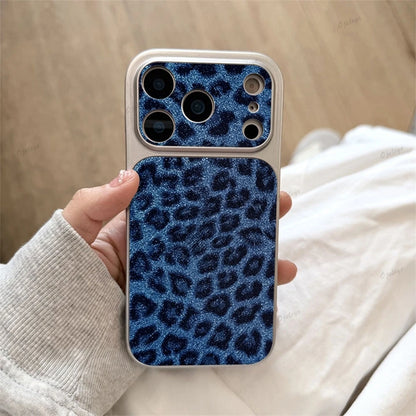 Luxury Leopard Print Cortex Leather Phone Case For iPhone 17 Pro Max 12 13 14 15 16 11 Cases Shockproof Bumper Back Cover Funda