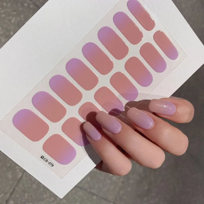 Semi-cured Gel Nail Stickers Solid Color Nail Semi-baked Tips Full Paste Nail Decals UV Lamp Need