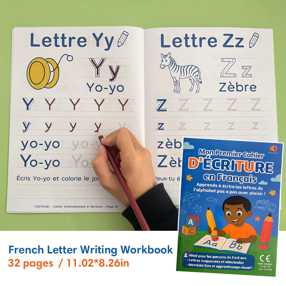 32 Pages French Alphabet Tracing & Writing Practice Book Uppercase & Lowercase French Letters Early Language Learning Workbook